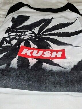 KUSH Graphic Raglan Tee - Black & White with Red Accent